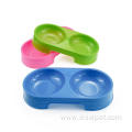 plastic pet double bowl dog feeder pet accessories